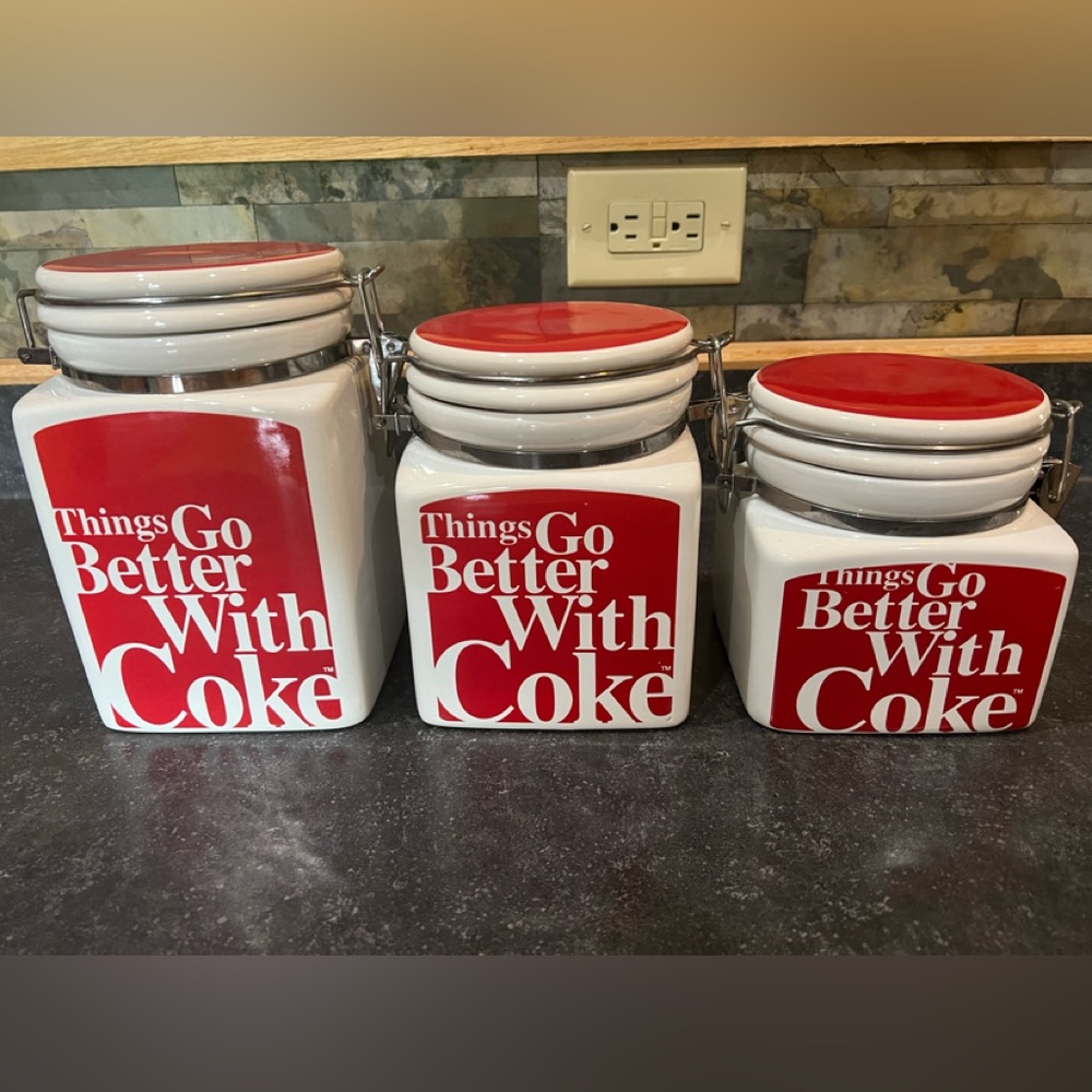 Coca Cola canisters set of 3! Marketed by Gibson